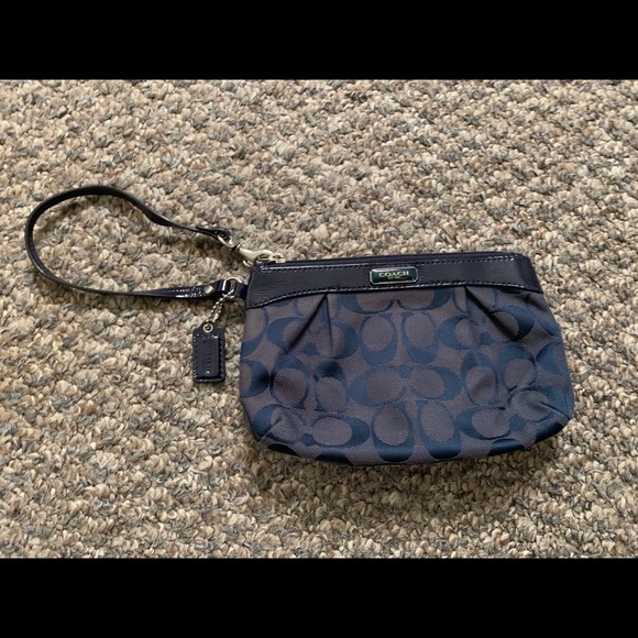 Coach Handbags - Coach Navy Blue Wristlet Wallet